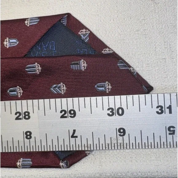 Jos. A. Bank Executive Collection Red Regimental Neat Woven Silk Long 62" Tie - Picture 5 of 6